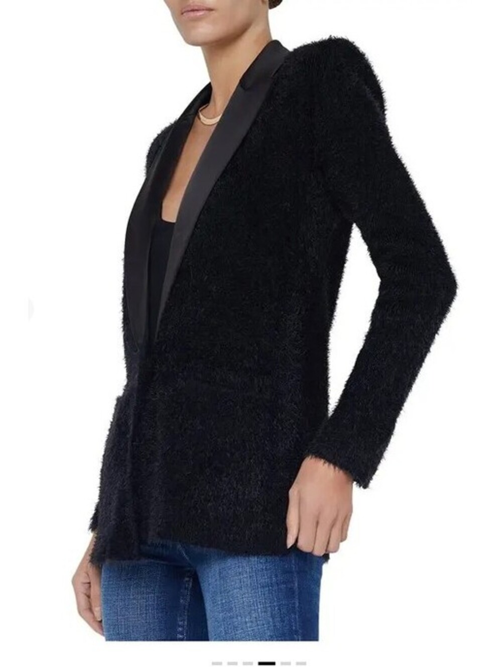 NWT L'Agence Baileigh satin lapel knit blazer black unique so fun love 12 - Picture 8 of 9